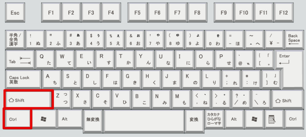 キーボード上の「Shift」と「Ctrl」の位置
